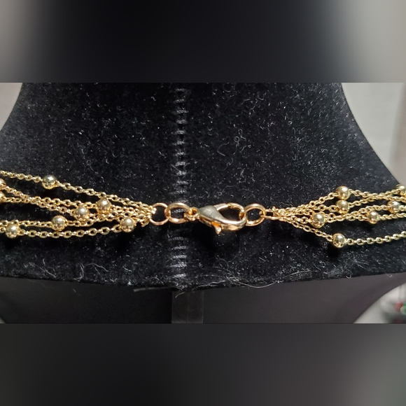 Mulit-Chain Waterfall Necklace & Drop Earring Set Gold-tone - Picture 5 of 10